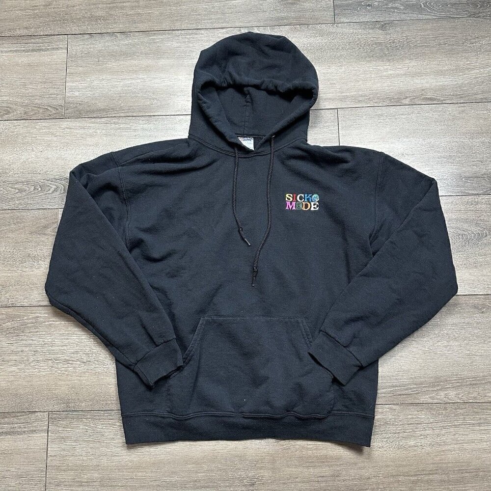 Travis Scott Sicko Mode Hoodie Embroidered Size L Black
